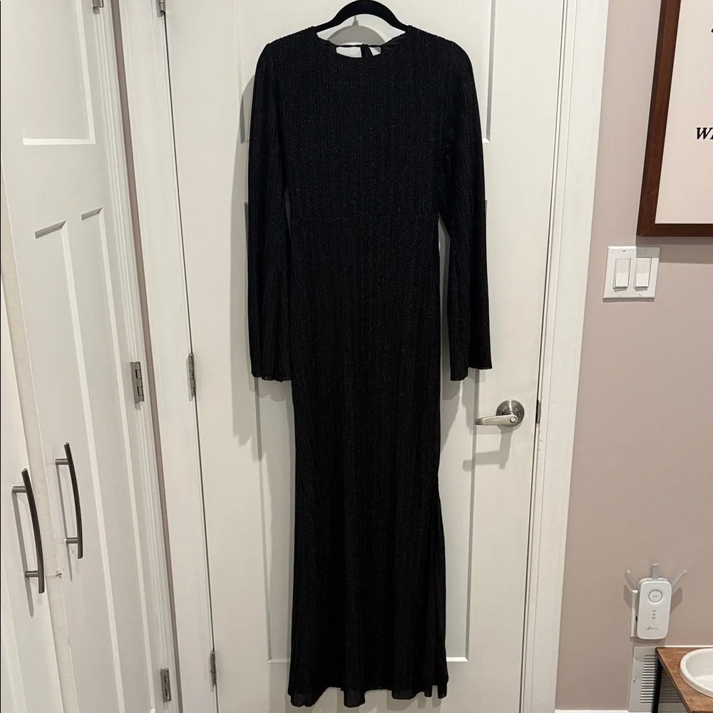 Dee Elly Black Shimmer Long Sleeve Dress | XL - Picture 1 of 5